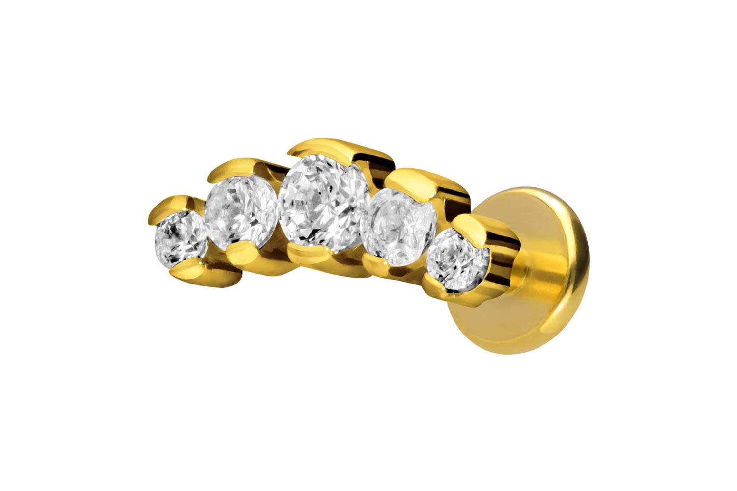 Titan Labret Piercing mit Innengewinde 5 EINGEFASSTE KRISTALLE